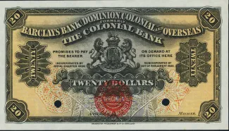 Barbados 20 Dollars, 1926 image