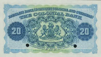 Barbados 20 Dollars, 1922-1926 reverse