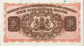 Barbados 20 Dollars, 1937-1949 reverse