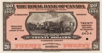 Barbados 20 Dollars, 1938 image