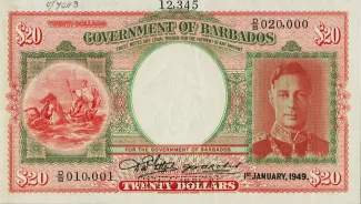 Barbados 20 Dollars, 1949 image