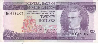 Barbados 20 Dollars, 1973 image
