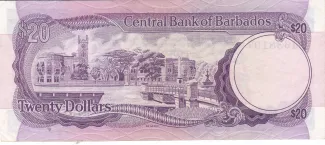 Barbados 20 Dollars, 1973 reverse