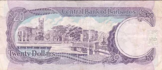 Barbados 20 Dollars, 1988-1993 reverse