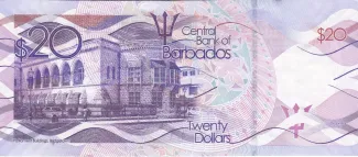 Barbados 20 Dollars, 2013-2018 reverse