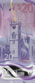 Barbados 20 Dollars, 2022-2024 reverse