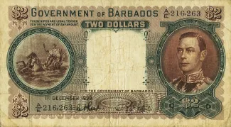 Barbados 2 Dollars, 1949 image