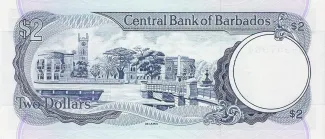 Barbados 2 Dollars, 1980-1993 reverse
