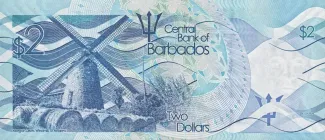 Barbados 2 Dollars, 2013-2018 reverse