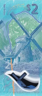 Barbados 2 Dollars, 2022-2024 reverse