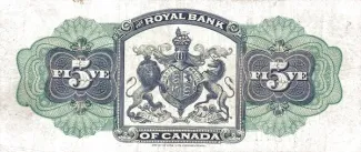 Barbados 5 Dollars, 1909 reverse