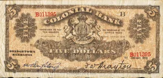 Barbados 5 Dollars, 1919 image