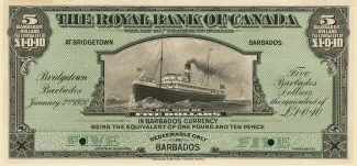 Barbados 5 Dollars, 1920 image