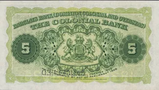Barbados 5 Dollars, 1922-1936 reverse