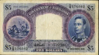 Barbados 5 Dollars, 1943 image