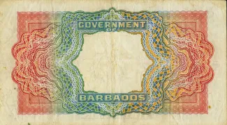 Barbados 5 Dollars, 1938-1943 reverse
