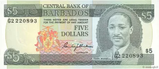 Barbados 5 Dollars, 1993 image