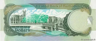 Barbados 5 Dollars, 1999-2000 reverse