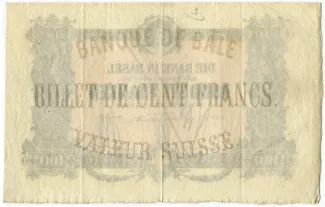 Basel 100 Francs, 1877-1879 reverse