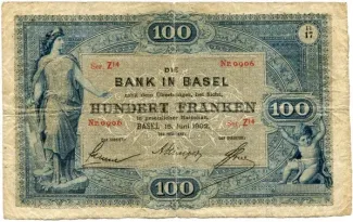 Basel 100 Francs, 1905 image