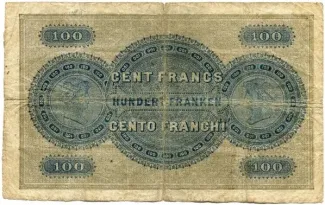 Basel 100 Francs, 1889-1905 reverse