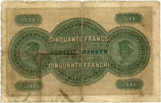 Basel 50 Francs, 1883-1906 reverse