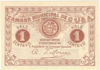 Beja, District of 1 Centavo, 1919 obverse