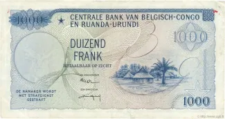 Belgian Congo, Rwanda and Urundi 1.000 Franc, 1958-1959 reverse