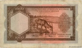 Belgian Congo, Rwanda and Urundi 1.000 Francs, 1953-1955 reverse