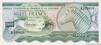 Belgian Congo, Rwanda and Urundi 1.000 Francs, 1962 image