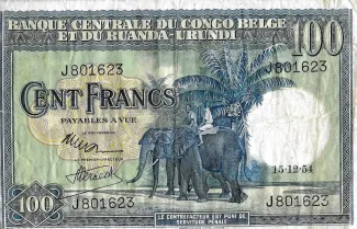 Belgian Congo, Rwanda and Urundi 100 Francs, 1952-1954
