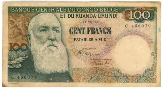 Belgian Congo, Rwanda and Urundi 100 Francs, 1955-1960