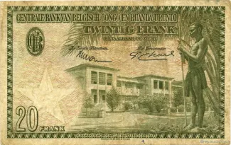 Belgian Congo, Rwanda and Urundi 20 Francs, 1953-1954 reverse
