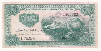 Belgian Congo, Rwanda and Urundi 20 Francs, 1960 image