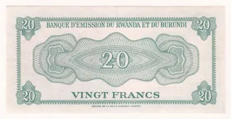 Belgian Congo, Rwanda and Urundi 20 Francs, 1960 reverse