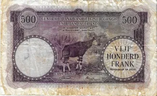 Belgian Congo, Rwanda and Urundi 500 Francs, 1953-1955 reverse