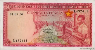 Belgian Congo, Rwanda and Urundi 50 Francs, 1957-1959