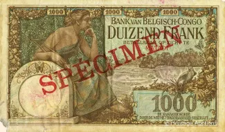 Belgian Congo 1.000 Francs, 1920-1927 reverse