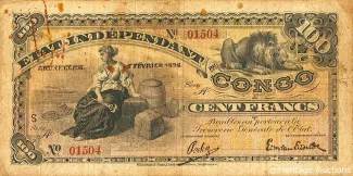 Belgian Congo 100 Francs, 1896