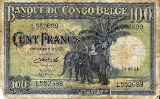 Belgian Congo 100 Francs, 1951 image