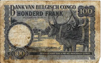 Belgian Congo 100 Francs, 1944-1951 reverse