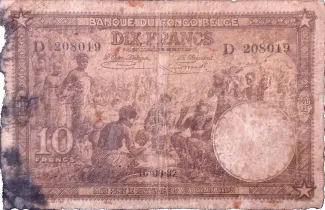 Belgian Congo 10 Francs, 1937 image