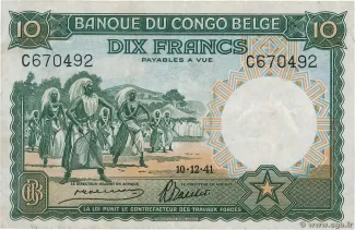 Belgian Congo 10 Francs, 1942 image