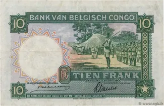 Belgian Congo 10 Francs, 1941-1942 reverse