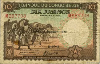 Belgian Congo 10 Francs, 1942 image