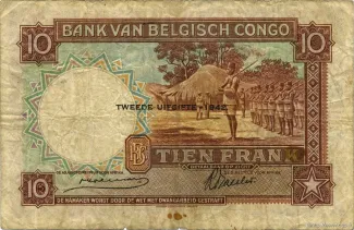 Belgian Congo 10 Francs, 1942 reverse