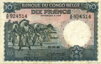 Belgian Congo 10 Francs, 1952 image