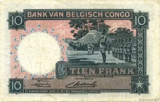 Belgian Congo 10 Francs, 1948-1952 reverse