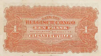 Belgian Congo 1 Franc, 1914-1920 reverse