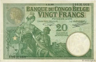 Belgian Congo 20 Francs, 1937 image